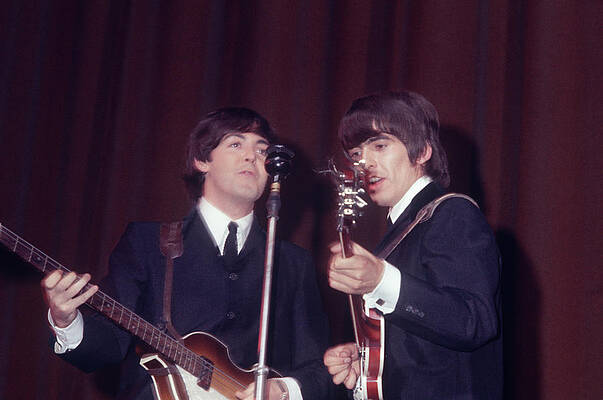 Wall Art featuring the photograph George Harrison, Paul Mccartney by Art Zelin