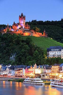 Germany Wall Art featuring the digital art Germany, Rhineland-palatinate, Cochem, Village And Reichsburg Castle On The Mosel River by Maurizio Rellini