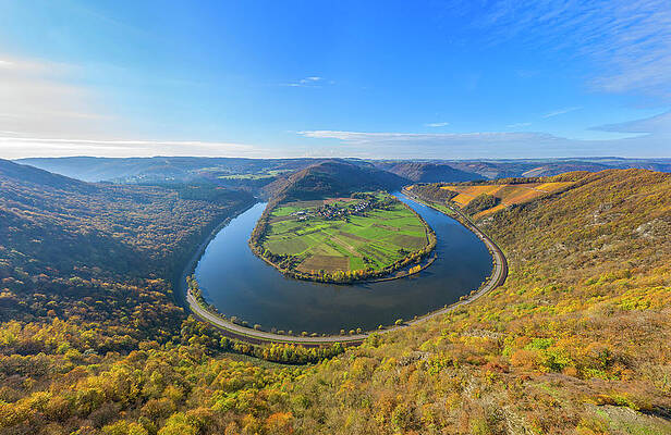 Small Digital Art - Germany, Rhineland-palatinate, Taben-rodt, Saar, Saar Valley, Saar-hunsruck Nature Park, Small Saar Loop Near The Hamm District by Hans-georg Eiben