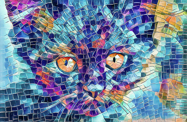 Happy Digital Art - Giant Head Mosaic Colorful by Don Northup