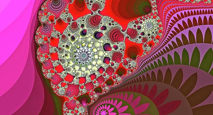 Dynamic Digital Art - Giant Mountain Spiral Red by Don Northup