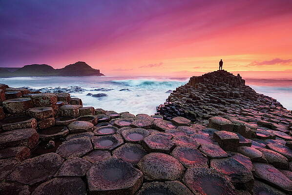 Atmospheric Wall Art featuring the digital art Giants Causeway, County Antrim, Ulster by Michael Breitung