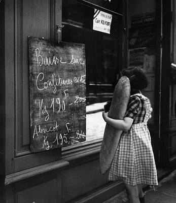 Young Girl with Baguette at Shop Wall Art