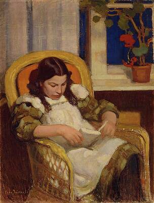 Eero Jarnefelt Painting - Girl Reading by Eero Jarnefelt