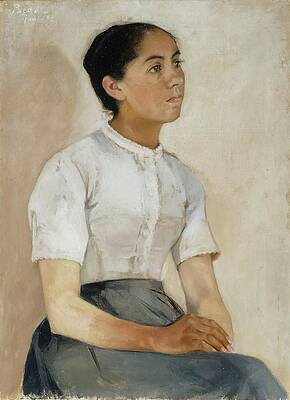 Gaze Painting - Girl Sitting by Beda Stjernschantz