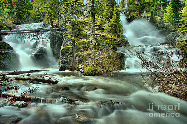 Wall Art featuring the photograph Glacier Park Twin Falls by Adam Jewell