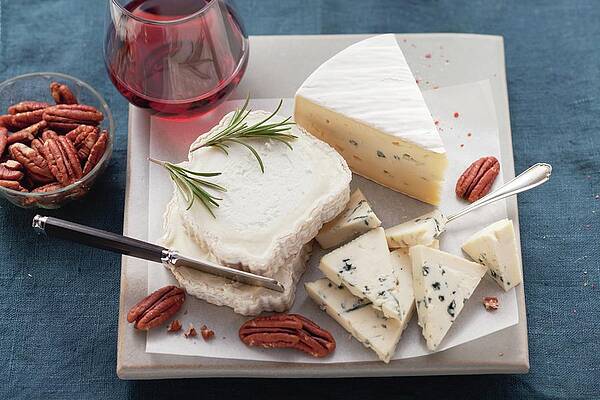 Goat's Cheese And Blue Cheese With Pecan Nuts, Rosemary And Red Wine Print