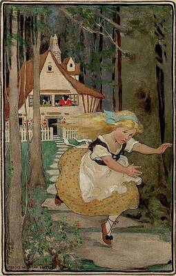 Yellow Wall Art featuring the painting Goldilocks And The Three Bears by Jessie Willcox Smith