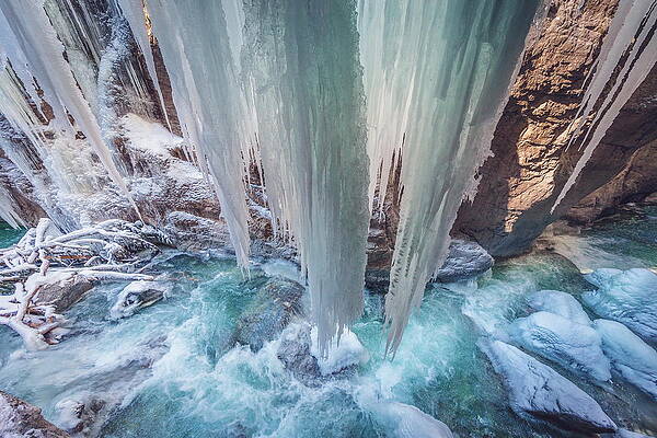 Freeze Wall Art featuring the digital art Gorge & Frozen Water, Germany by Marc Hohenleitner