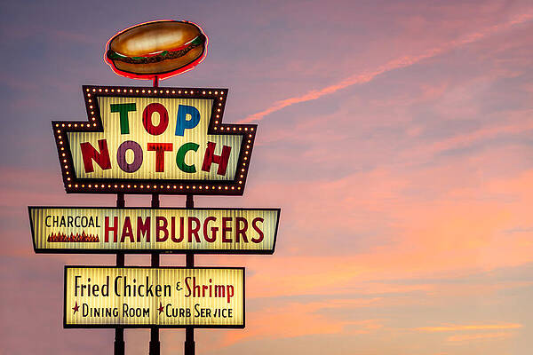 Vintage Top Notch Hamburgers Sign Photograph