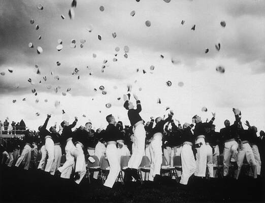 Graduates Celebrating with Hat Toss Wall Art