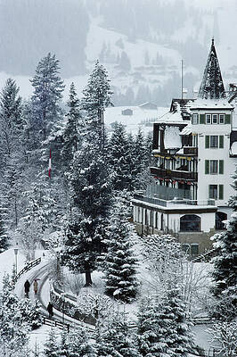 Charming Snowy Alpine Village Wall Art