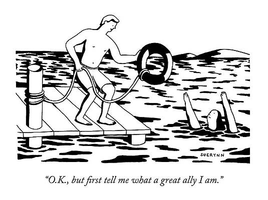 Comic of Man Rescuing Swimmer Wall Art