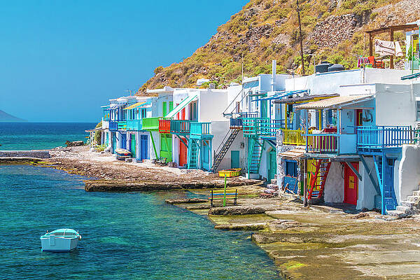 Eurasian Digital Art - Greece, Aegean Islands, Cyclades, Milos Island, Mediterranean Sea, Aegean Sea, Greek Islands, The Tiny Village Of Klima With Traditional Two-story Fishermen Houses by Giorgio Filippini