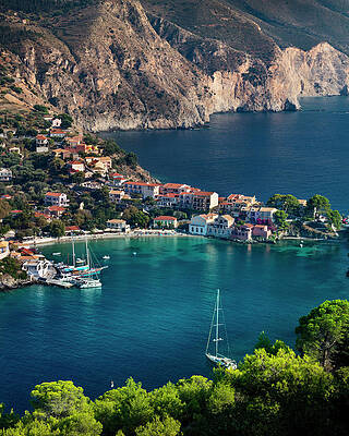 Destination Wall Art featuring the digital art Greece, Ionian Islands, Cephalonia Island, Kefalonia, Assos, Assos Village by Massimo Ripani