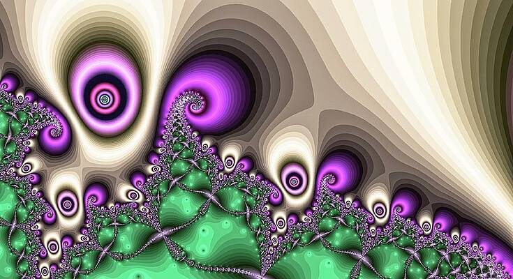 Vibrant Wall Art featuring the digital art Green And Pink Spiral Slope by Don Northup