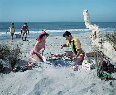 Wall Art featuring the photograph Grilling On The Beach by Tom Kelley Archive
