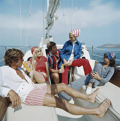 Friends Relaxing on a Sailboat Wall Art