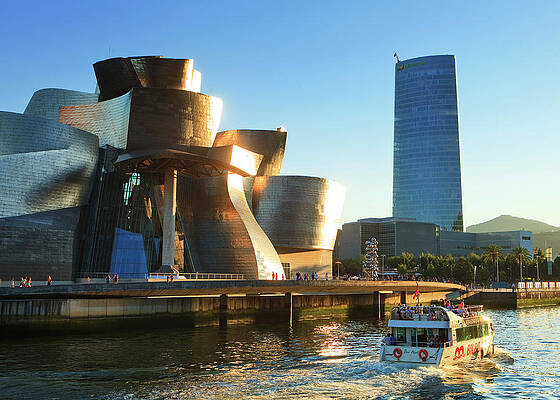 Sunset Digital Art - Guggenheim Museum, Spain by Luigi Vaccarella