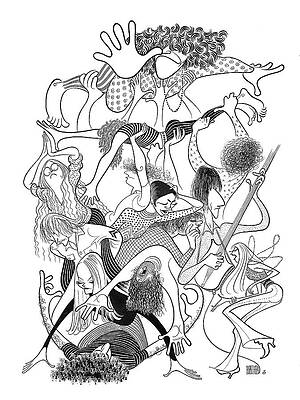 Music Drawing - Hair by Al Hirschfeld