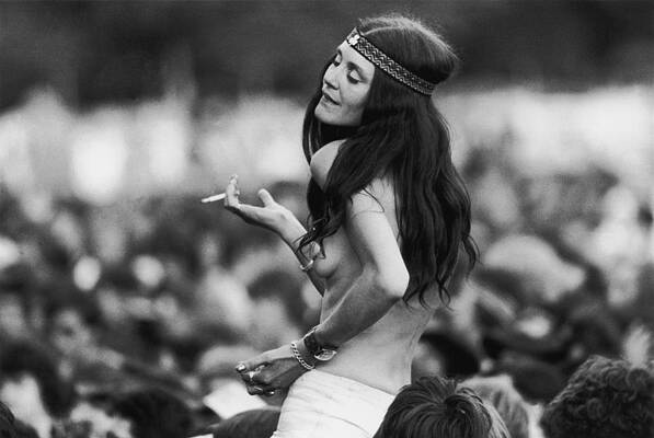 Hippie Woman at a Music Festival Wall Art