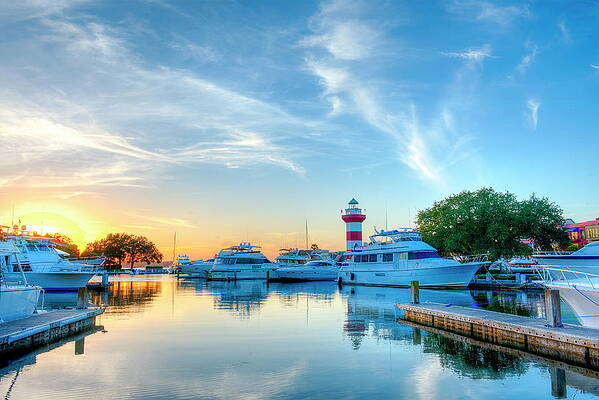 Lighthouse Wall Art featuring the digital art Harbor Town, South Carolina by Werner Bertsch