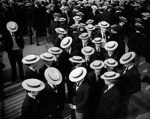 Group of Men in Boater Hats Wall Art