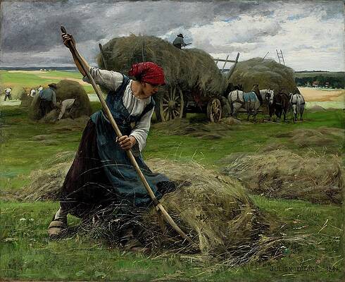 Haying Scene in Rural Field Painting