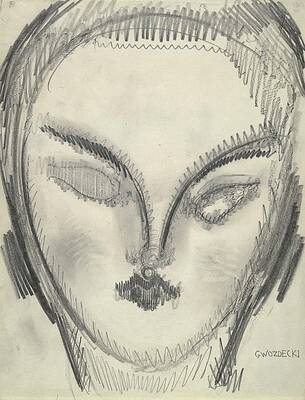Monochrome Wall Art featuring the painting Head by Gustaw Gwozdecki