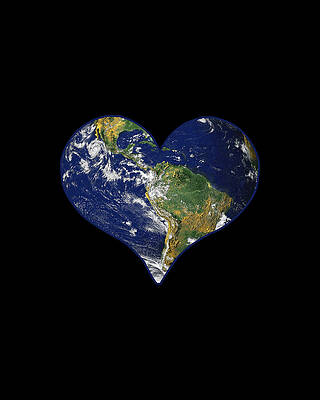 Earth Wall Art featuring the digital art Heart Earth Love by Flippin Sweet Gear
