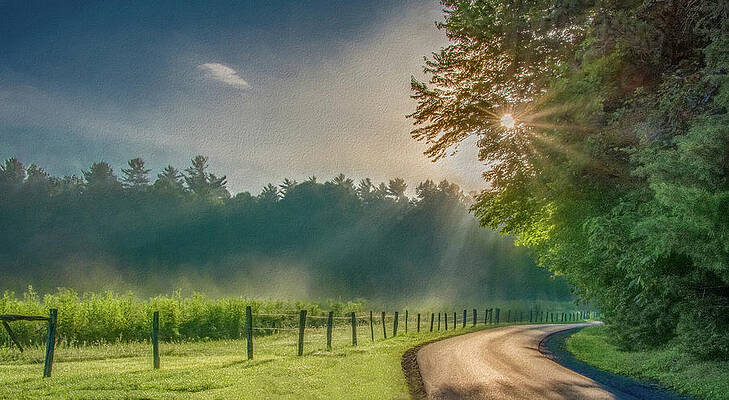 Cade Cove Photograph - Heavenly Sunlight, Painterly by Marcy Wielfaert