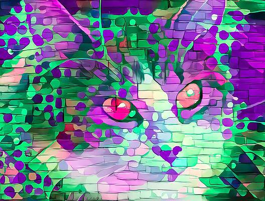 Happy Digital Art - Hello Kitty Purple Paint Daubs by Don Northup