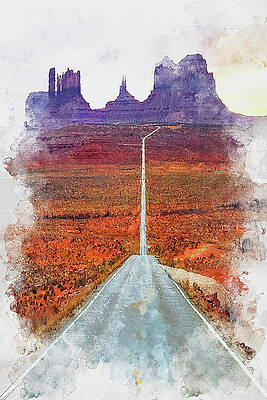 Summer Painting - Highway In The Desert - 01 by AM FineArtPrints