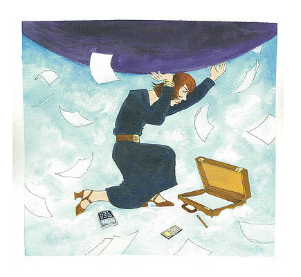 Overwhelmed Businesswoman Under Pressure Wall Art