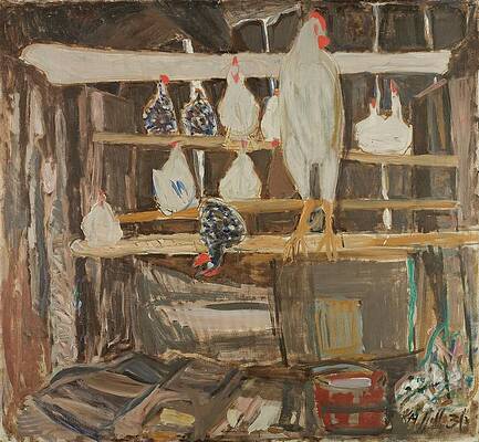 Chicken Painting - Honsehuset by Kai Fjell