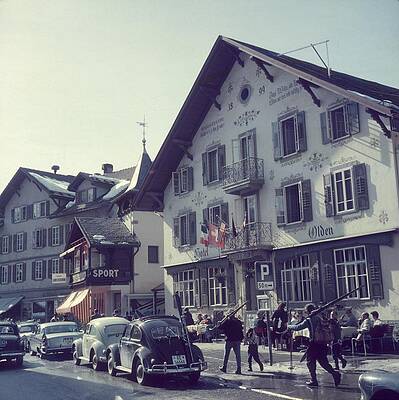Charming Alpine Village Street Scene Wall Art