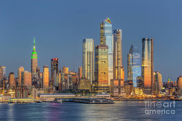Reflection Wall Art featuring the photograph NYC Hudson Yards Development At Twilight I by Clarence Holmes