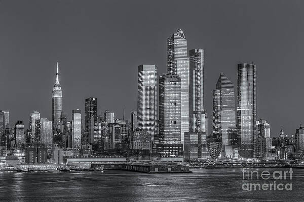 Wall Art featuring the photograph NYC Hudson Yards Development At Twilight II by Clarence Holmes