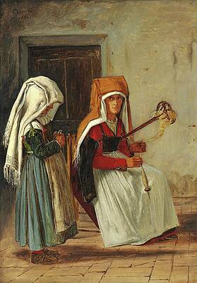 Martinus Rorbye Painting - Huslig Scene I Cervara by Martinus Rorbye