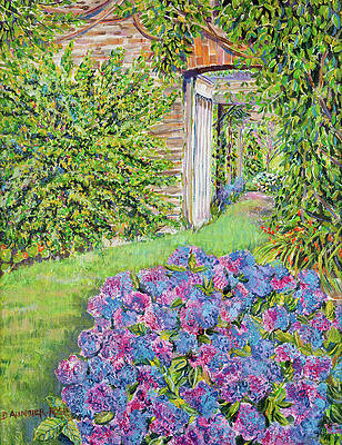 Wall Art featuring the painting Hydrangeas In The Walled Garden by Seeables Visual Arts