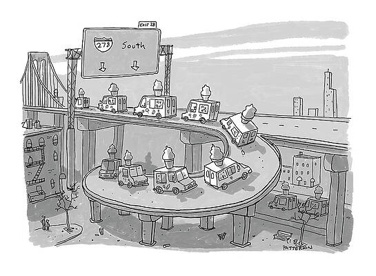 Ice Cream Trucks on Spiral Highway Drawing