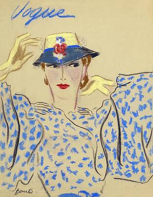 Red Digital Art - Illustration Of A Woman In A Blue Dotted Dress by Eduardo Garcia Benito