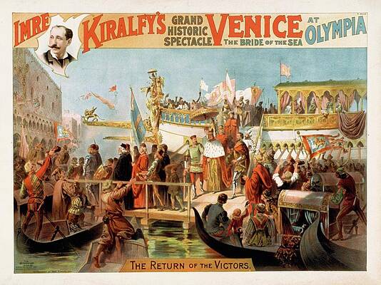 Strobridge And Co Lith Painting - Imre Kiralfys Grand Historic Spectacle, Venice, The Bride by Strobridge And Co. Lith.