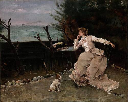 Dog Painting - In Deep Thought by Alfred Stevens