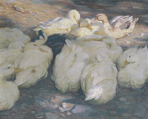 Flock Painting - In Der Abendsonne by Alexander Koester