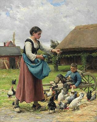Chicken Painting - In The Farmyard by Julien Dupre