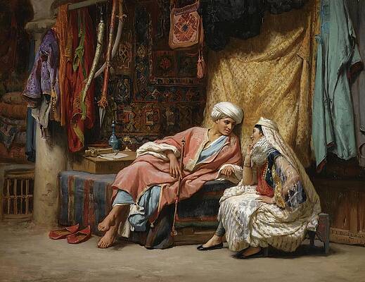 Traditional Painting - In The Souk, Tunis by Frederick Arthur Bridgman