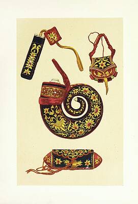 John Charles Robinson Painting - Indian Powder-horn And Three Pieces Of Matchlock Furniture by John Charles Robinson