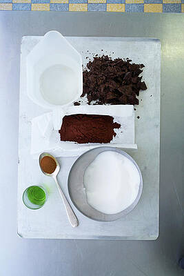 Ingredients Of Cocoa Sorbet In Baking Tray Print