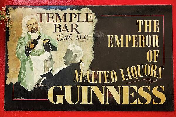 Autumn Wall Art featuring the digital art Ireland, Dublin, Guinness Sign In Temple Bar by Richard Taylor
